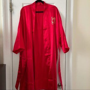 Carolina Herrera RED SILK ROBE Very Good Girl Logo Designer